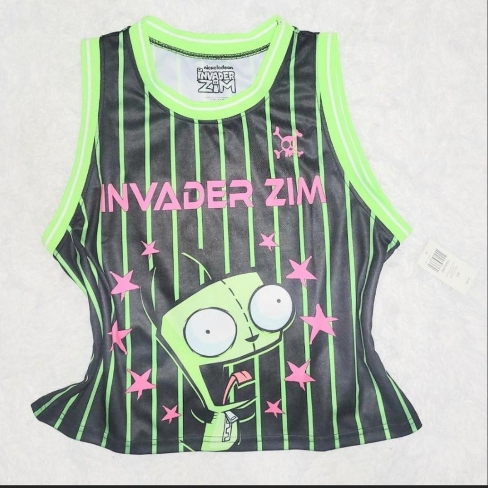 Hot Topic Invader Zim Black & Green Jersey Tank Top Women's US Large! ✨️ NWT